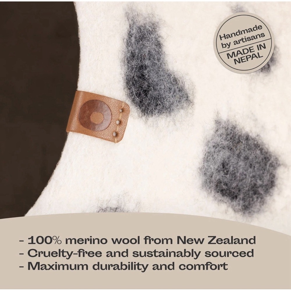 MEOWFIA Premium Felt Cat Bed Cave Handmade 100% Merino Wool Large Snow Leopard - Picture 5 of 8